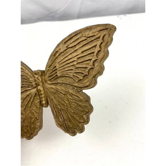 VTG Homco Gold Plastic Butterfly Wall Hanging 1970s 6" Wide - Picture 3 of 12